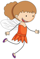 Simple cartoon character of a little fairy isolated