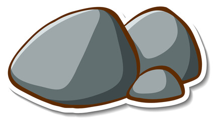 Rock stone sticker on white background