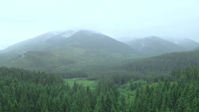 rainy weather in carpathian mountains dolly shoot
