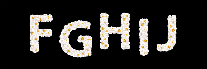 Popcorn alphabet. Part 2. Set of vector illustrations