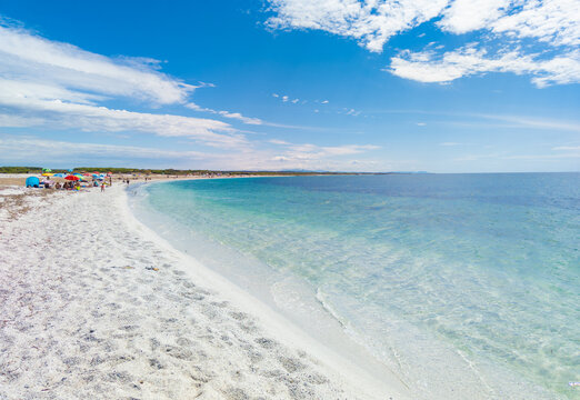 Cabras (Italy) - The coastal touristic town in Sardinia region and island, with Is Arutas Mari Ermi Putzu Idu beach, Sinis peninsula and Tharros archaeological site.