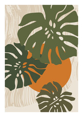 Abstract monstera leaves plant poster