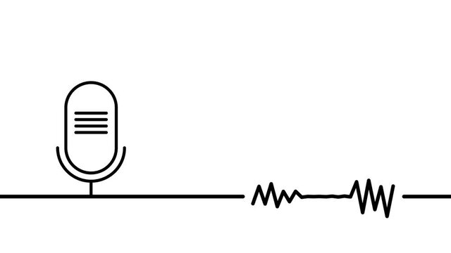 Podcast microphone and audio waveform animation motion graphics banner.