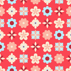 small flower rosettes on an orange background. seamless vector pattern