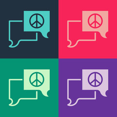 Pop art Speech bubble chat icon isolated on color background. Message icon. Communication or comment chat symbol. Vector