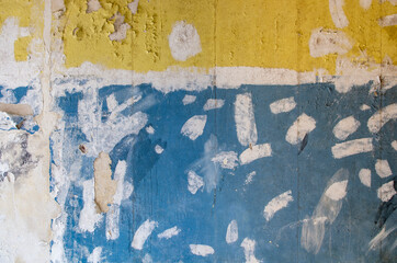 Arrière plan jaune et bleu vieux mur usé