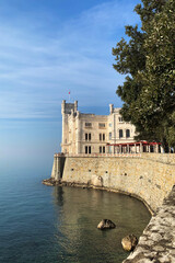 Fototapeta na wymiar View of Miramare Castle near Trieste in Italy