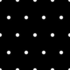 White polka dot on black seamless pattern