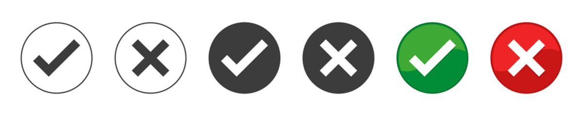 Fototapeta premium Set of DO and DO NOT icons. Positive and negative symbols. Illustration. Web design.