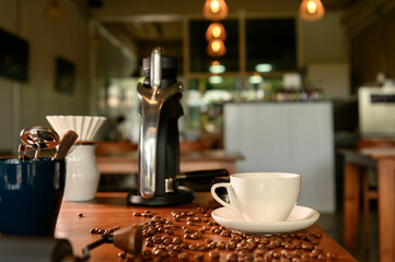 Tools to make drip coffee and brewing drip coffee