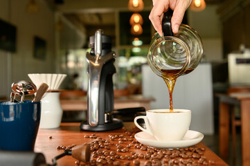 Tools to make drip coffee and brewing drip coffee