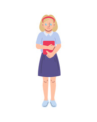 Student girl character vector illustration