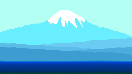 Naklejka premium Vector view of mount fuji in foggy morning