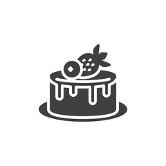 Strawberry cake vector icon