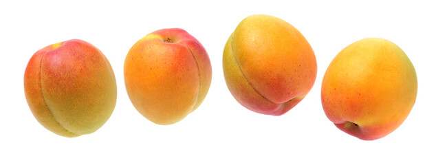 Fresh apricot fruits isolated on white background