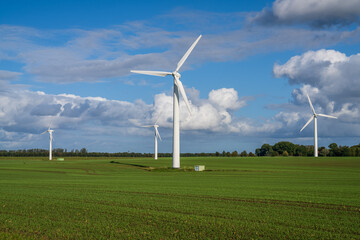 Wind turbines on a field near Altefaehr, Mecklenburg-Western Pomerania, Germany