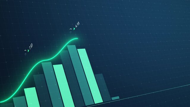 Rising stock graph animation. Dynamic infographics. Growing chart showing successful rates. Global statistics. Business data visualization. The positive trend of the currency rate, income.  