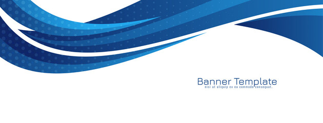 Modern dynamic blue wave style design banner template