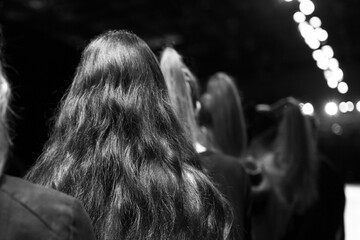 Fashion Show, A Catwalk Event, Runway Show, Models Standing In A Row