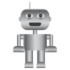 Simple robot with gray gradient isolated on white. Droid icon. Vector illustration.
