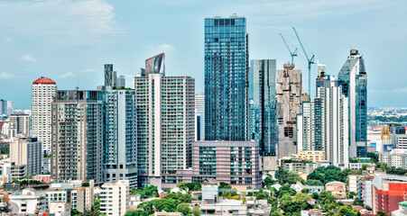 Fototapeta na wymiar Panoramic view of the Thong Lo district in downtown Bangkok