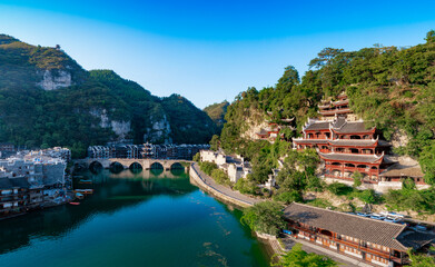Fototapeta na wymiar Qinglong cave scenic area, Zhenyuan Town, Guizhou Province, China