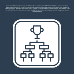 Obraz premium Blue line Results and standing tables scoreboard championship tournament bracket icon isolated on blue background. Vector