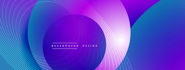 Gradient circles with shadows. Vector techno abstract background. Modern overlapping forms wallpaper background, design template