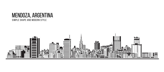 Fototapeta premium Cityscape Building Abstract Simple shape and modern style art Vector design - Mendoza city, Argentina