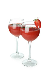 Glasses with Rossini cocktail isolated on white background
