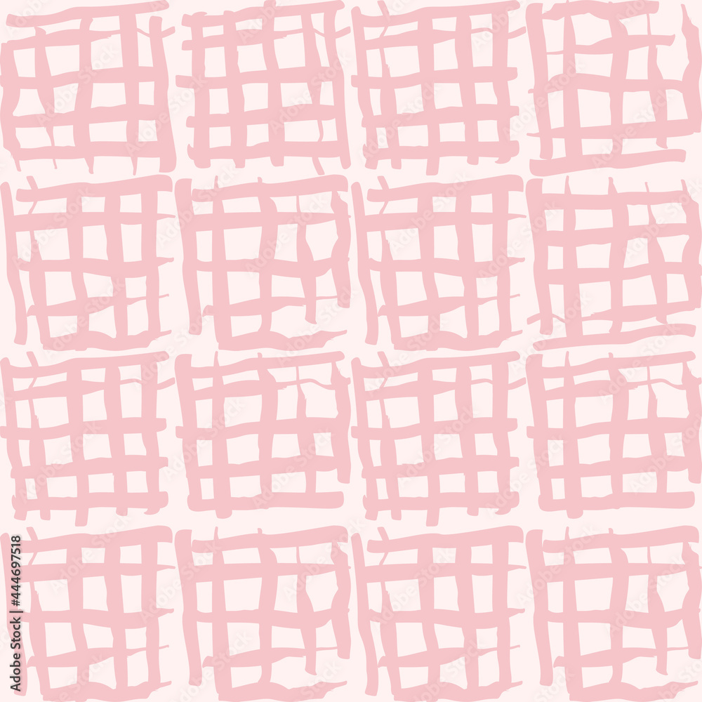 Aufkleber Simple vector geometric abstract seamless pattern. Monochrome pink and white minimalist repeat. Small elements in rows. Graphic texture for fabric, apparel, wallpaper.