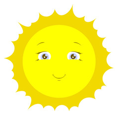 Sun with cute face cartoon illustration