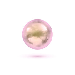 Vector Realistic Shiny Pearl Isolated on White Background, Decorative Element Template, Light Pink Color.
