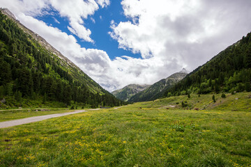 Fototapeta na wymiar Landschaft in den Zillertaler Alpen hinter dem Schlegeis Stausse, Tirol, Österreich, im Sommer