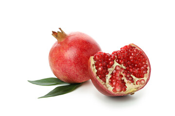 Ripe pomegranate fruits isolated on white background