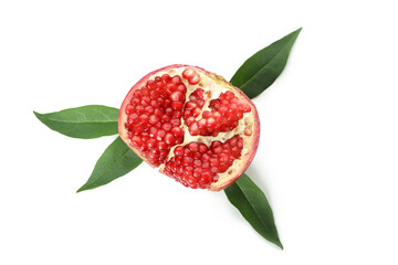 Ripe fresh pomegranate isolated on white background