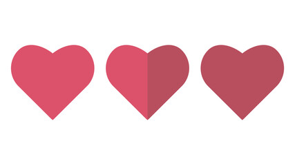 Collection of pink hearts illustrations, Love symbol icon set