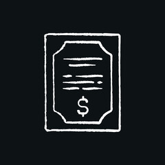 Fototapeta premium Business contract chalk icon. Investment. Vector black illustration.