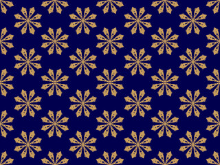 Golden yellow pattern on blue background Contemporary modern style abstract pattern design. For fabric patterns and more