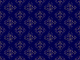Golden yellow pattern on blue background Contemporary modern style abstract pattern design. For fabric patterns and more