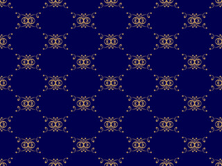 Golden yellow pattern on blue background Contemporary modern style abstract pattern design. For fabric patterns and more