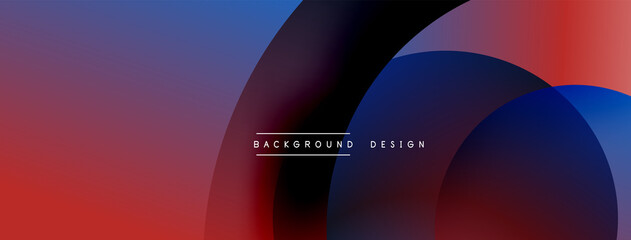 Abstract overlapping lines and circles geometric background with gradient colors