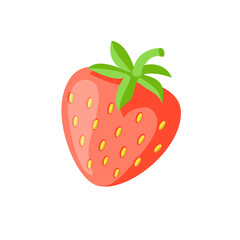 Strawberry icon isolated on white background. Fruit, berry, summer, food, sweet concept in cartoon style. Vector 10 EPS illustration.