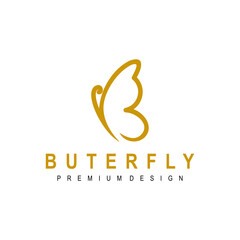 Fototapeta premium Luxury Line Butterfly Gold Logo Design Vector