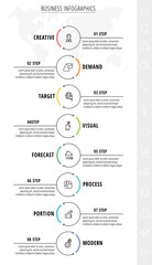 Vector minimal line infographics with circles. Business concept 8 steps by step for diagram, chart, web, graphic