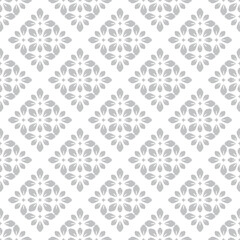 Flower geometric pattern. Seamless vector background. White and gray ornament. Ornament for fabric, wallpaper, packaging. Decorative print.