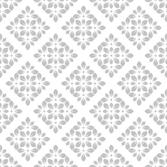 Selbstklebende Fototapeten Flower geometric pattern. Seamless vector background. White and gray ornament. Ornament for fabric, wallpaper, packaging. Decorative print. © ELENA