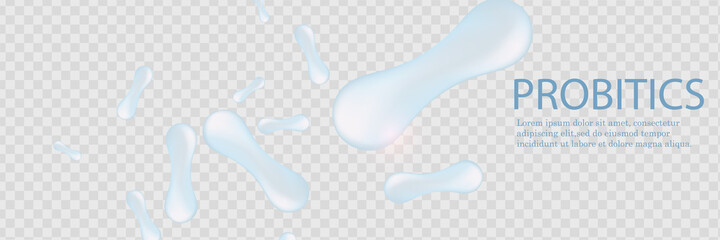 Probiotics Bacteria Vector illustration. Biology, Science background. Microscopic bacteria closeup.