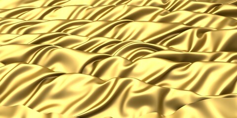 Golden tubes metallic wavy background