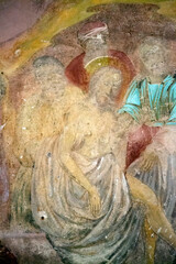 painting of the walls of an abandoned Orthodox church